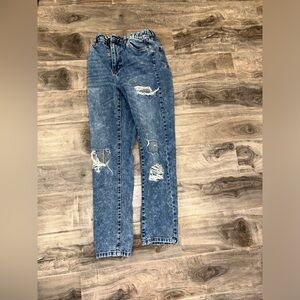 Vintage denim ripped high waisted jeans
